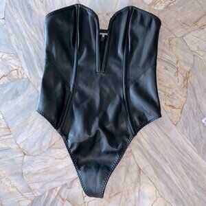 VS Rare Faux Leather Strapless Bustier Corset Top Teddy Small